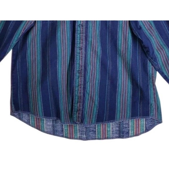 Wrangler Shirt Brushpopper Banded Collar X-Long Men L 16.5-34 Colorful Striped - Picture 13 of 16